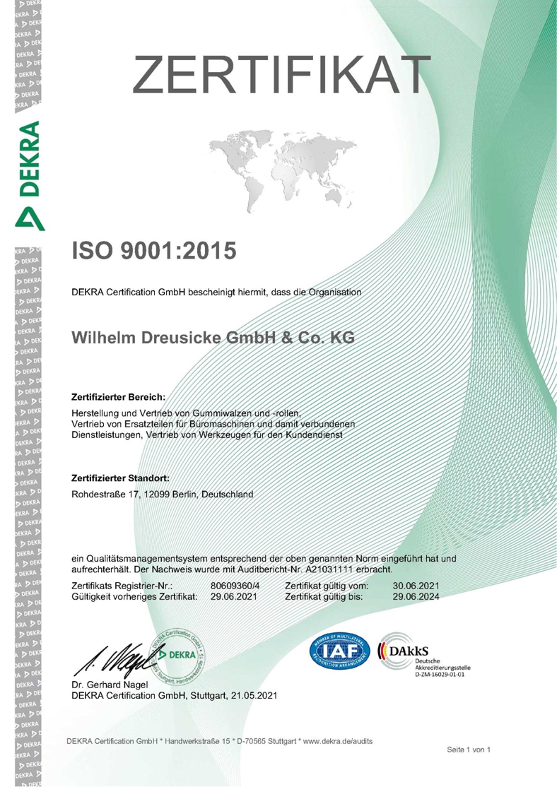 Dreusicke Zertifizierung ISO 9001